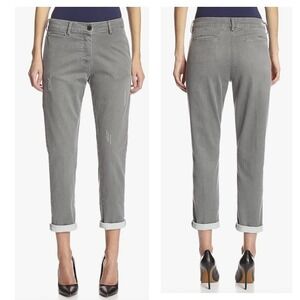 Etienne Marcel Womens Grey Distressed Rolled Boyfriend‎ Jeans Button Fly Size 28